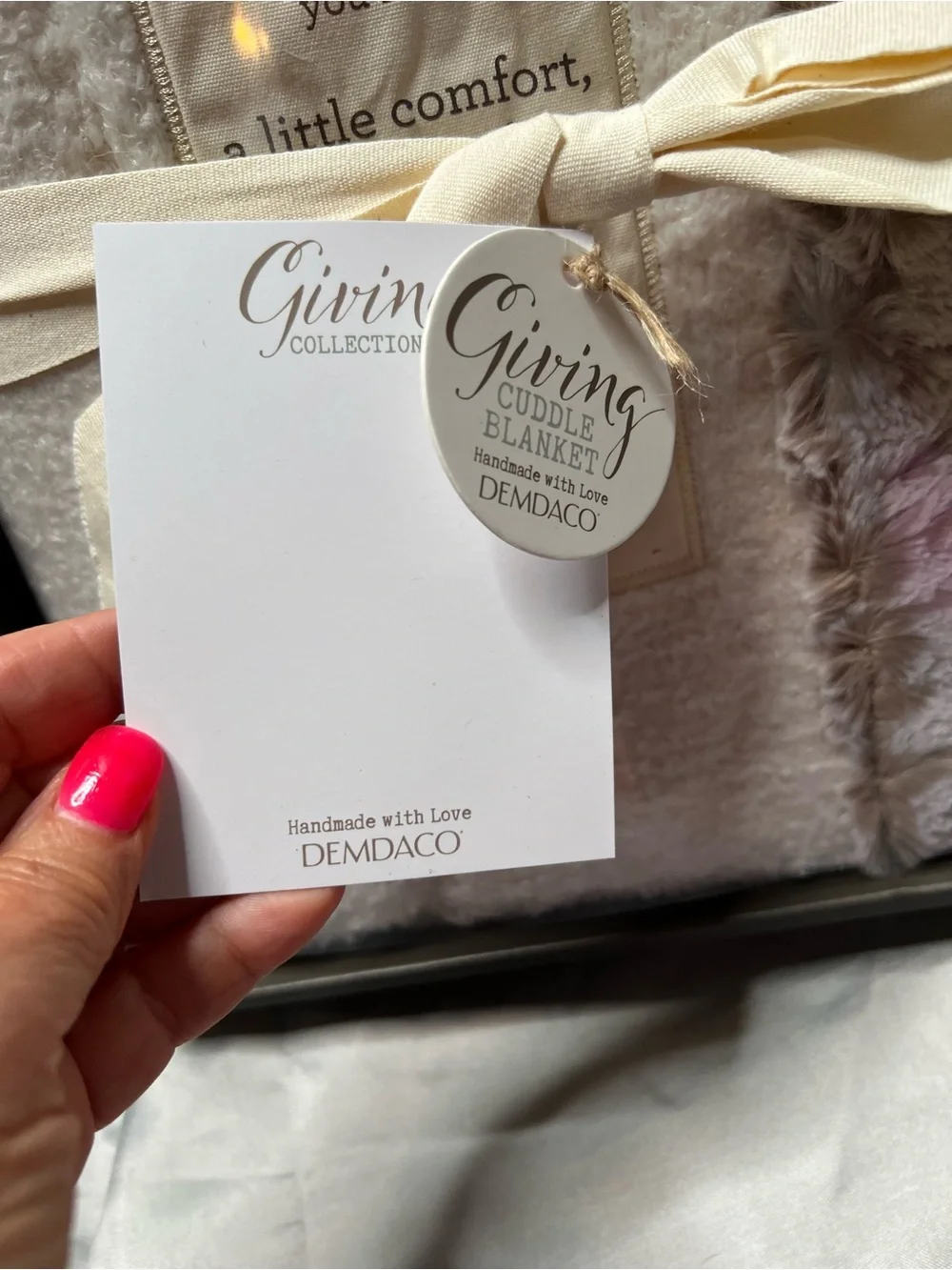 Demdaco Plush Faux Fur Comfort Throw Blanket - Light Taupe & Cream